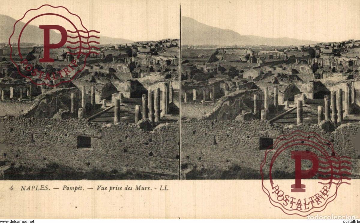 Cartes Postales: NAPLES POMPEI VUE PRISE DES MURS estereosc&oacute;pica ITALY ITALIA