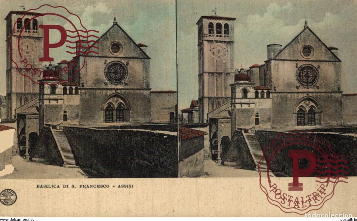 Cartes Postales: BASILICA DI SAN FRANCESCO ASSISI estereosc&oacute;pica ITALY ITALIA