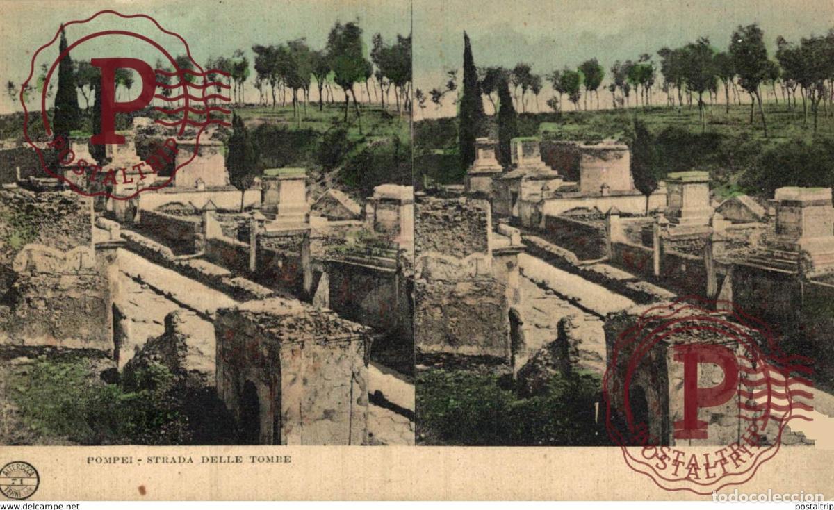 Cartes Postales: POMPEI STRADA DELLE TOMBE estereosc&oacute;pica ITALY ITALIA