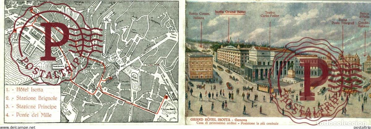 Postcards: CARTE DOBLE Genova - Grand Hotel Isotta