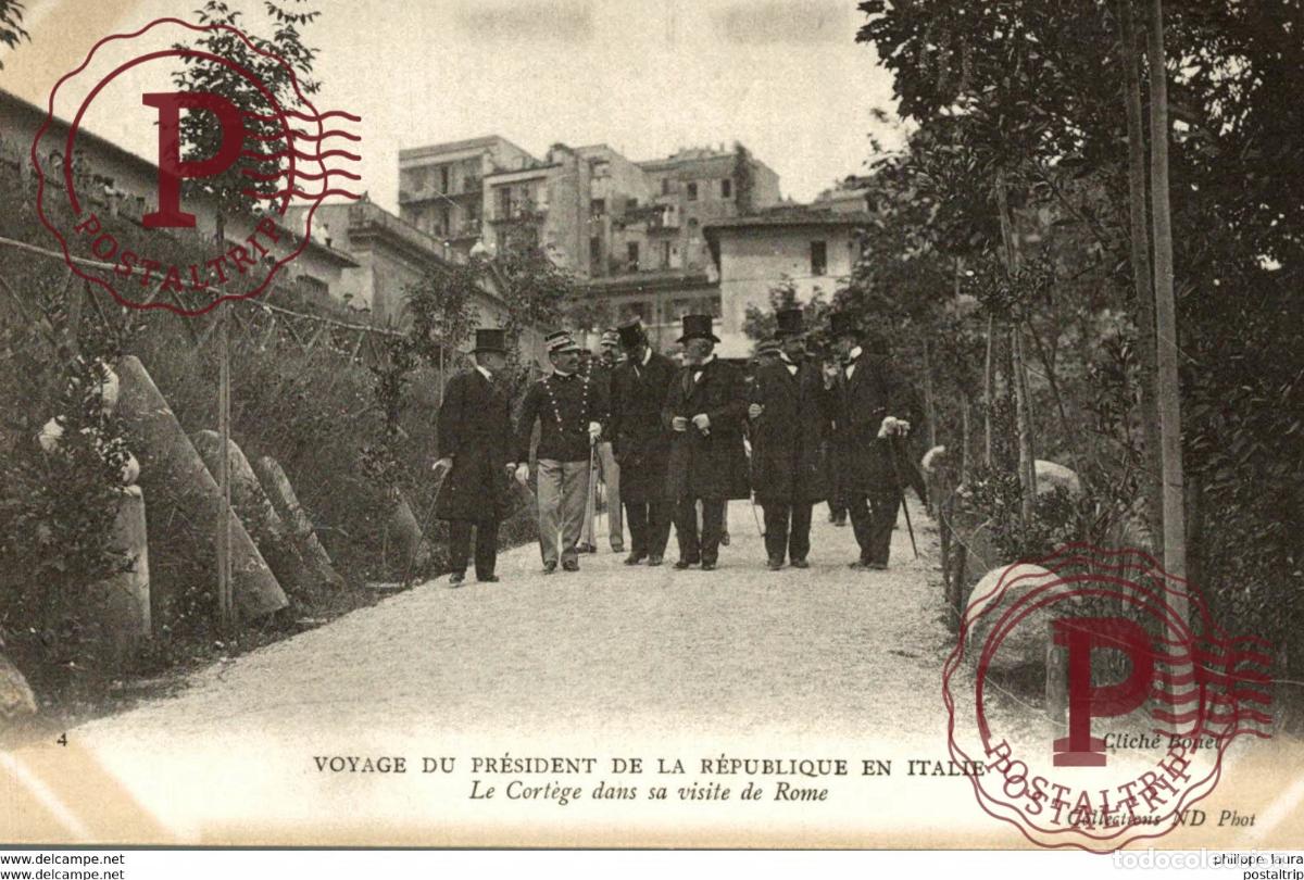 Postales: voyage du president de la republique en Italie Le cortege dans sa visite de rome