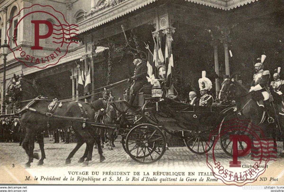 Postales: voyage du president de la republique en Italie Gare de Rome