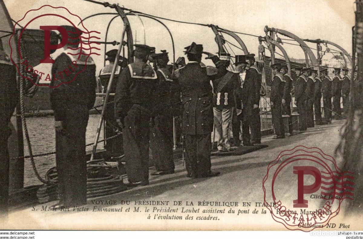 Cartoline: Regina Margherita voyage du president de la republique en Italie Rade de Naples Roi victor emmanu