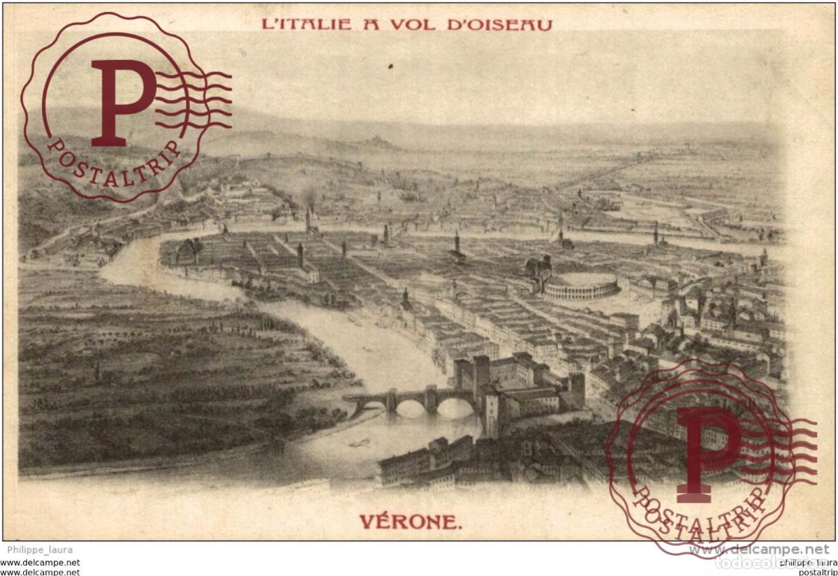 Cartoline: Verone Verona LITALIE A VOL DOISEAU ecrit 1903 a Barcelona