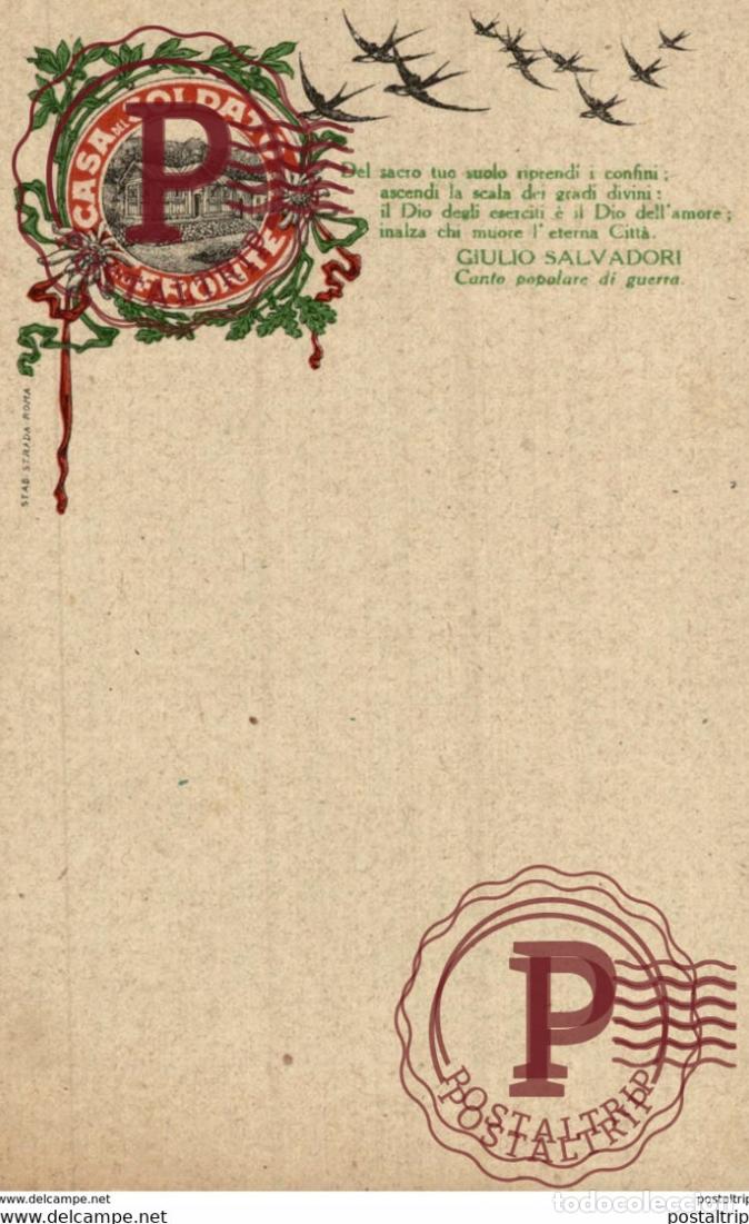 Cartoline: RARE CASA DEL SOLDATO FRONTE GIULIO SALVADORI - Postcard italian italia military