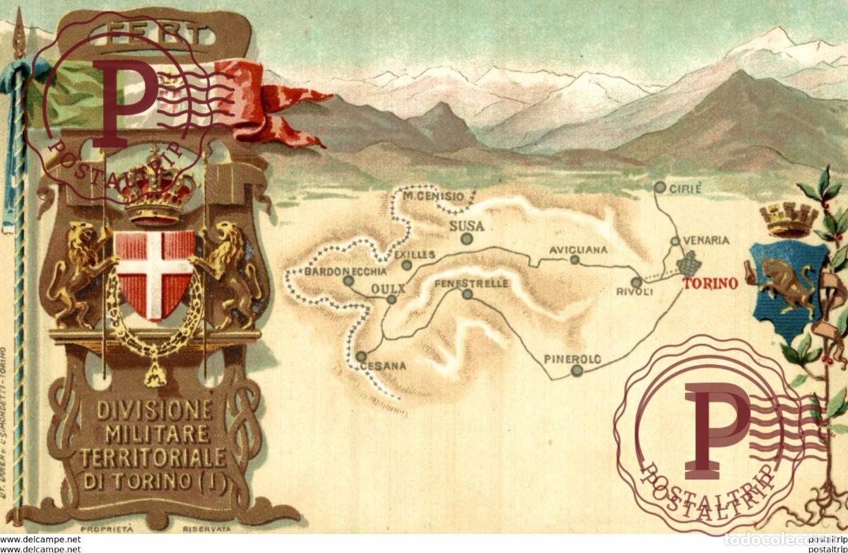 Cartoline: divisione militare territoriale di torino italiana - Postcard italian italia military