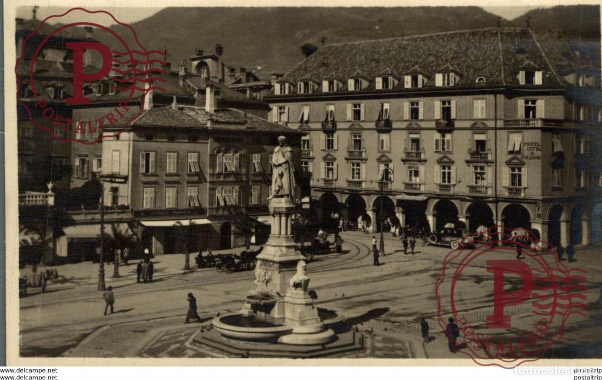 Postkarten: RPPC BOLZANO --- Piazza Vittorio Emanuele - collH&ocirc;tel Citt&agrave; di Bolzano