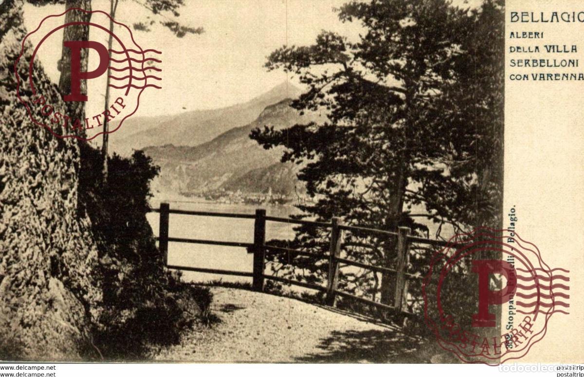 Postales: Bellagio -Alberi della Villa Serbelloni con Varenna