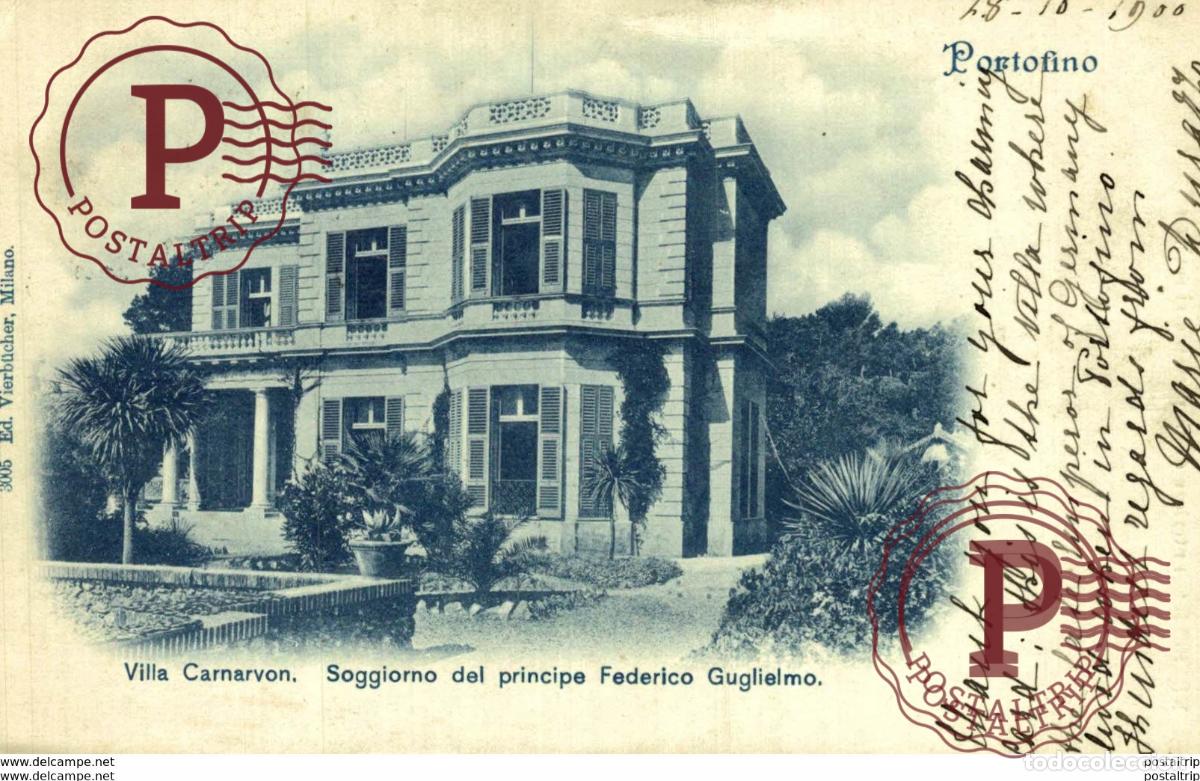 Postales: Cartolina Portofino, Villa Carnavon, Soggiorno del principe Federico Guglielmo Italien, ITALIA, IT