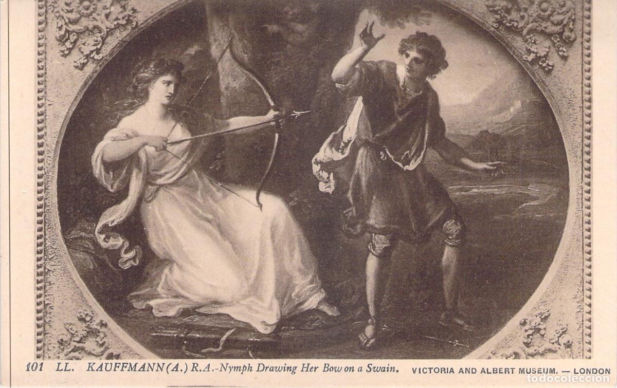 Postales: Postal Angelica Kauffmann Nymph Drawing Her Bow Publicidad Horsine