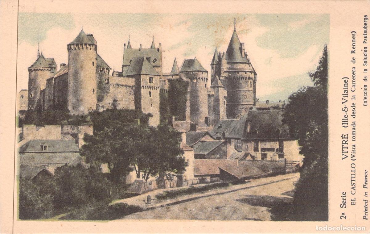 Postales: Postal del Castillo de Vitr&eacute;, Vista desde la Carretera de Rennes