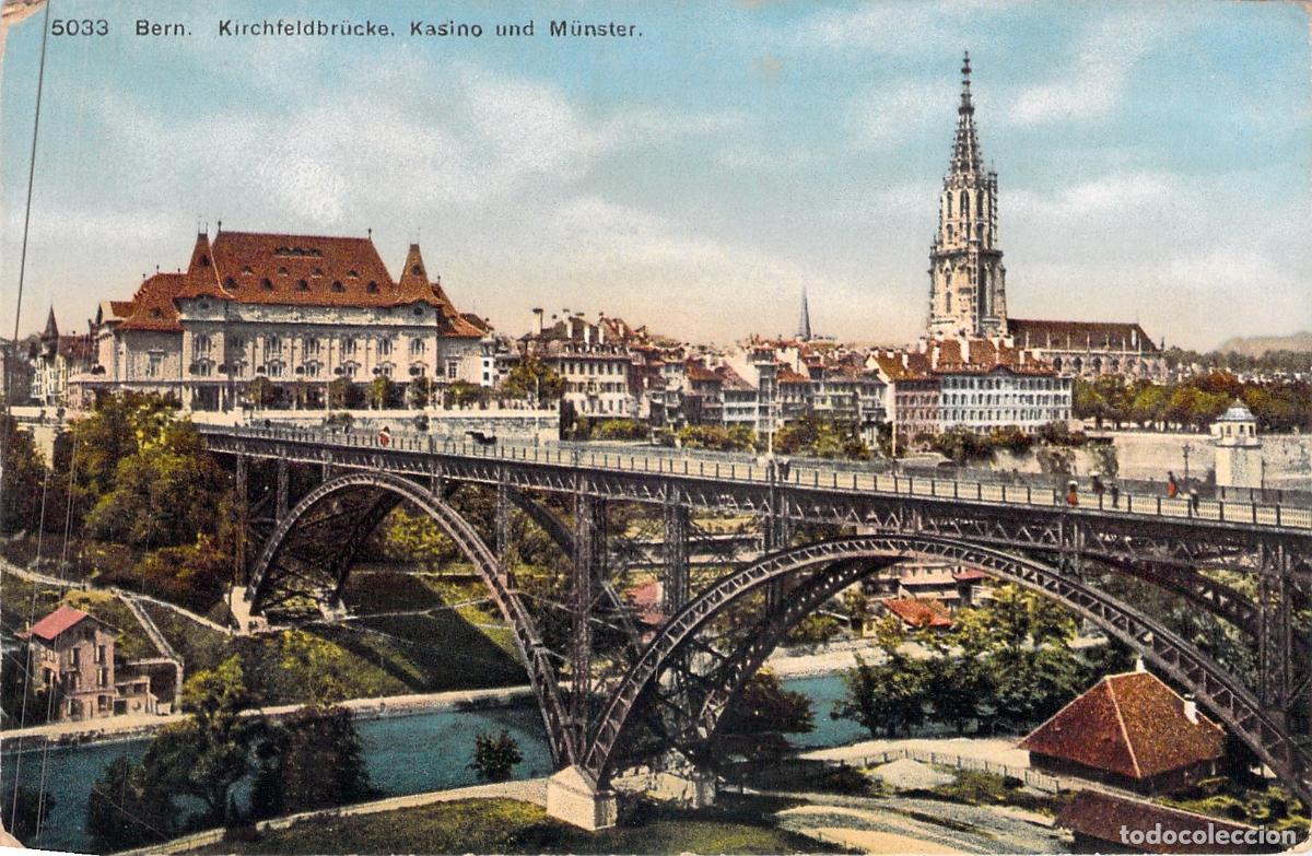 Postales: Postal de Berna: Puente Kirchenfeld, Casino y Catedral