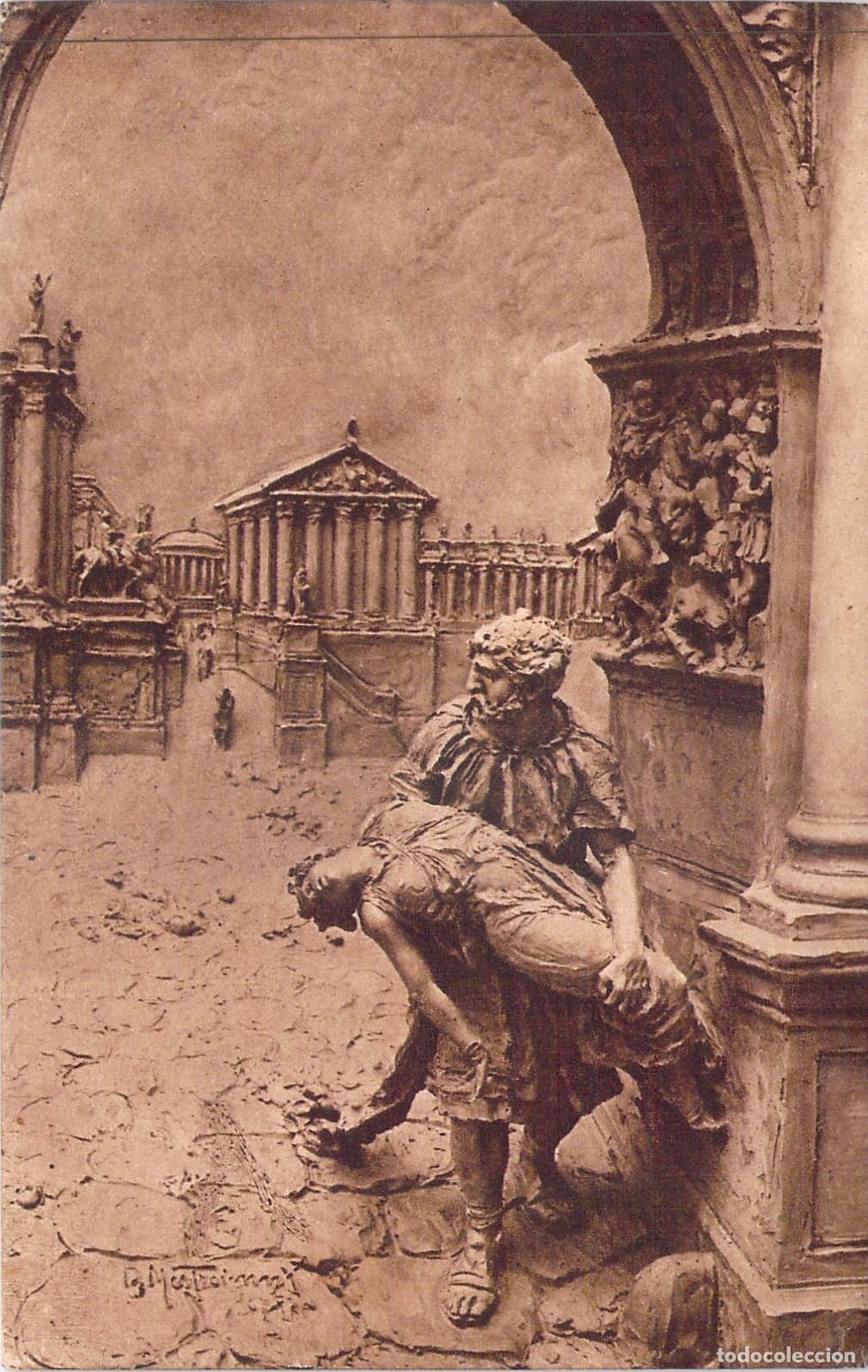 Postales: Postal Escultura Quo Vadis Licia y Ursus por Domenico Mastroianni
