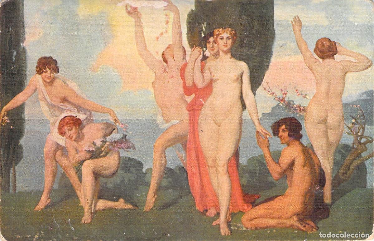 Postales: Postal de Arte El Nacimiento de la Primavera de E. Aubry