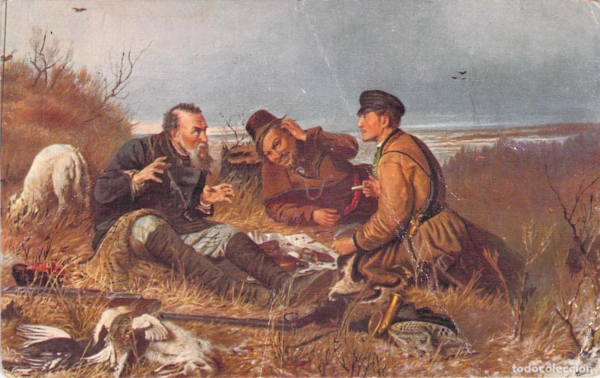 Postales: Postal Arte Ruso Cazadores en Reposo de Vasily Perov Galer&iacute;a Tretyakov