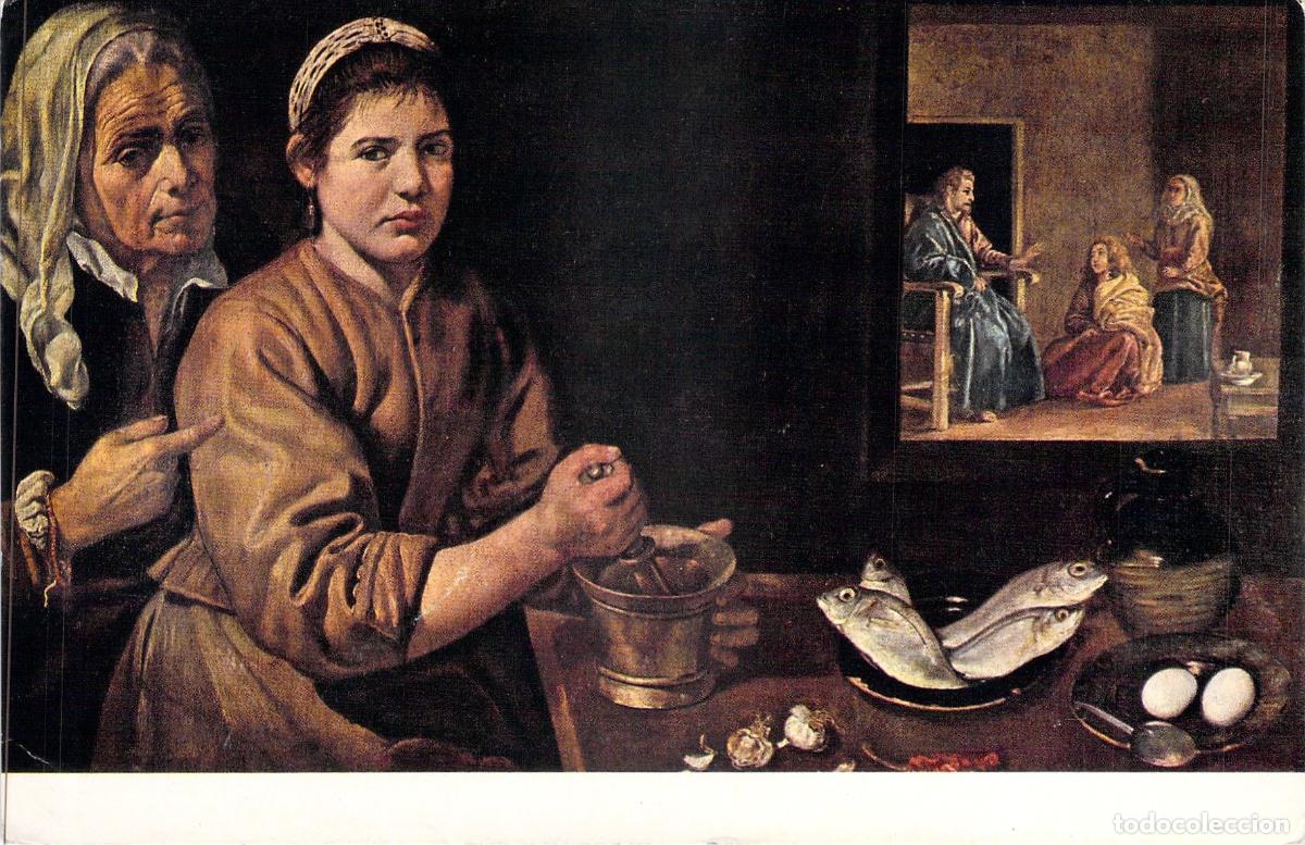 Postales: Postal Vel&aacute;zquez: Cristo en Casa de Marta y Mar&iacute;a, National Gallery