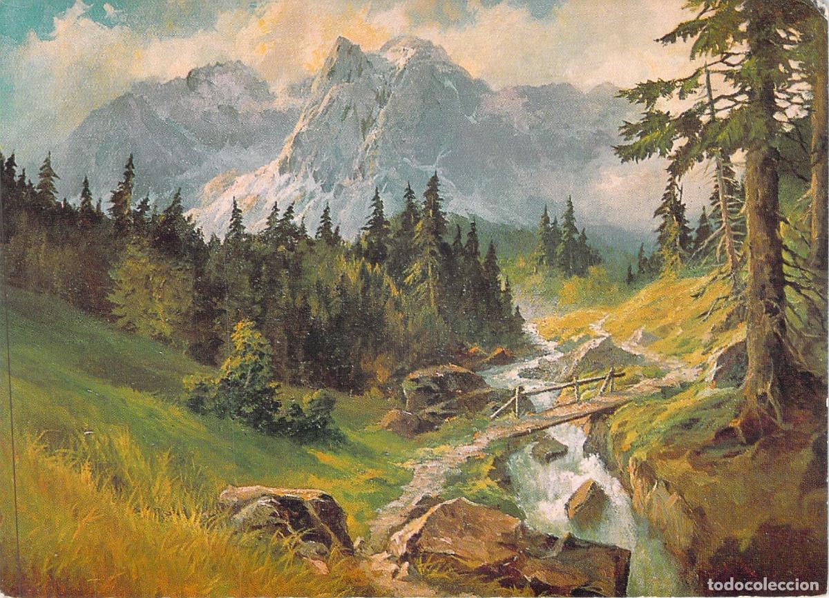 Postales: Postal Art&iacute;stica del Waxenstein en Baviera por Rudolf Sonnleitner
