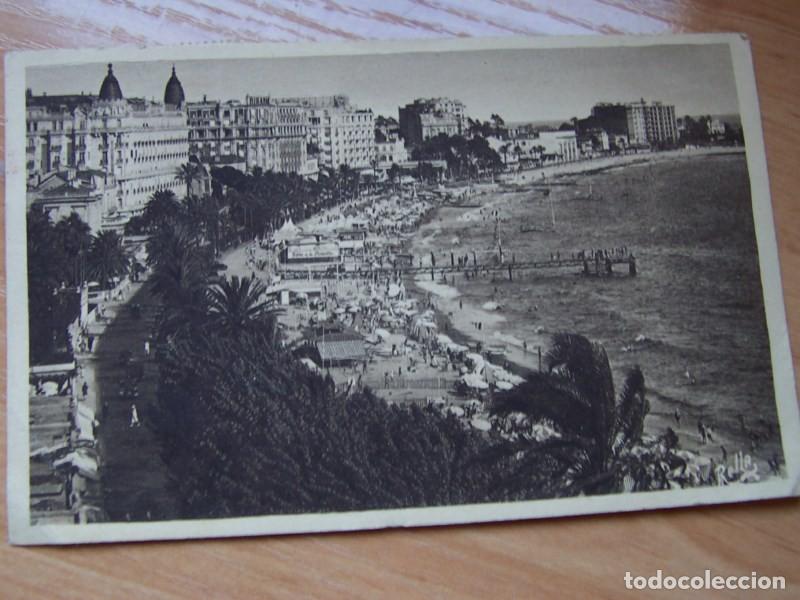 Postales: Postal antigua Playa de Cannes, Francia. usada 1936 b/n