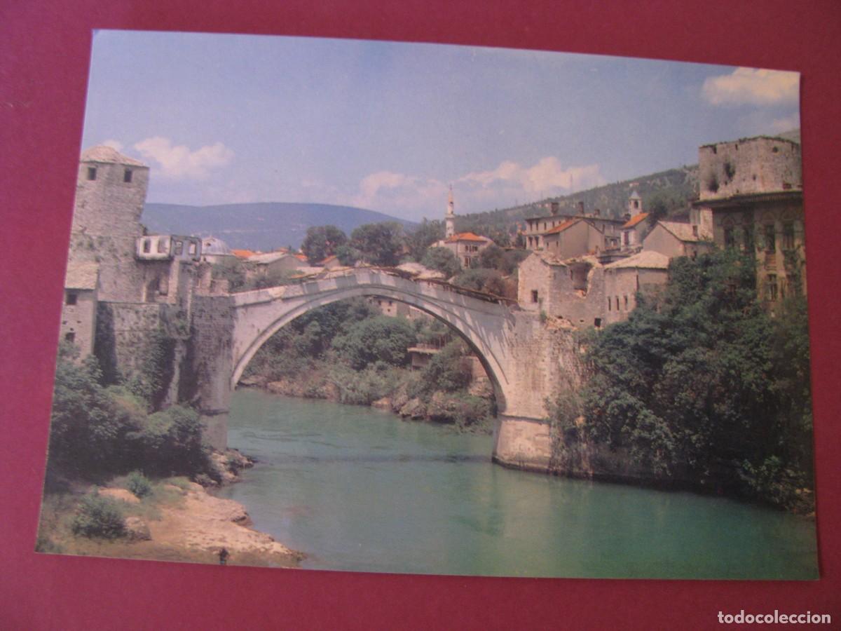 Postales: POSTAL DE MOSTAR. BOSNIA - PUENTE VIEJO STARI MOST DA&Ntilde;ADO DESPUES DE LA GUERRA 1992. FOTO CIRO RAIC