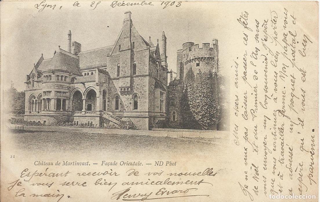 Postkarten: Postal Chateau de Martinvast. Francia. Escrita con sello. 9x14 cm. 1903.