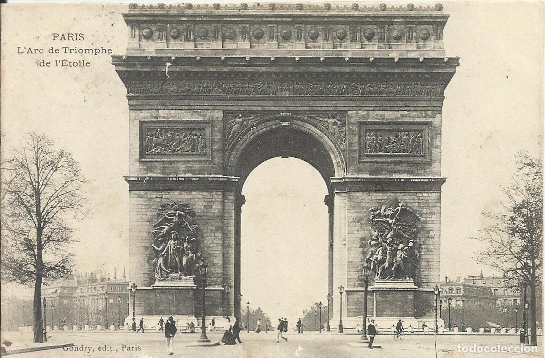 Postales: Postal Paris. L'Arc de Triomphe de l'Etoile. Francia. Escrita con sello. 9x14 cm. 1908.