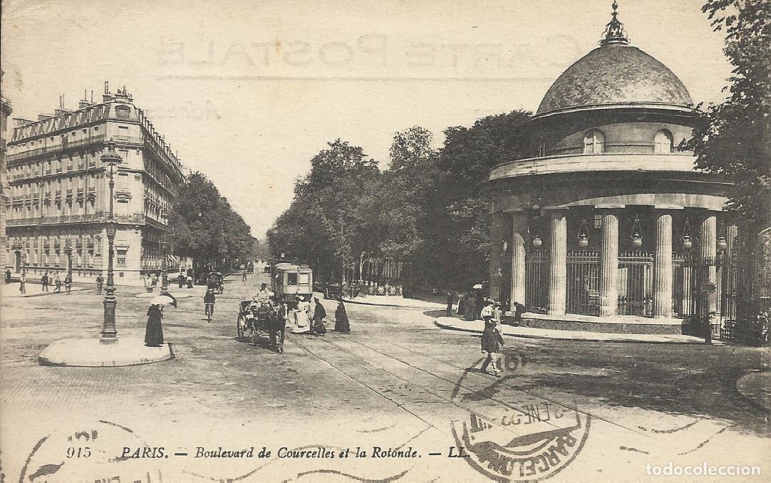 Postales: Postal Paris. Boulevard de Courcelles et la Rotonde. Francia. Escrita con sello. 9x14 cm. 1923.