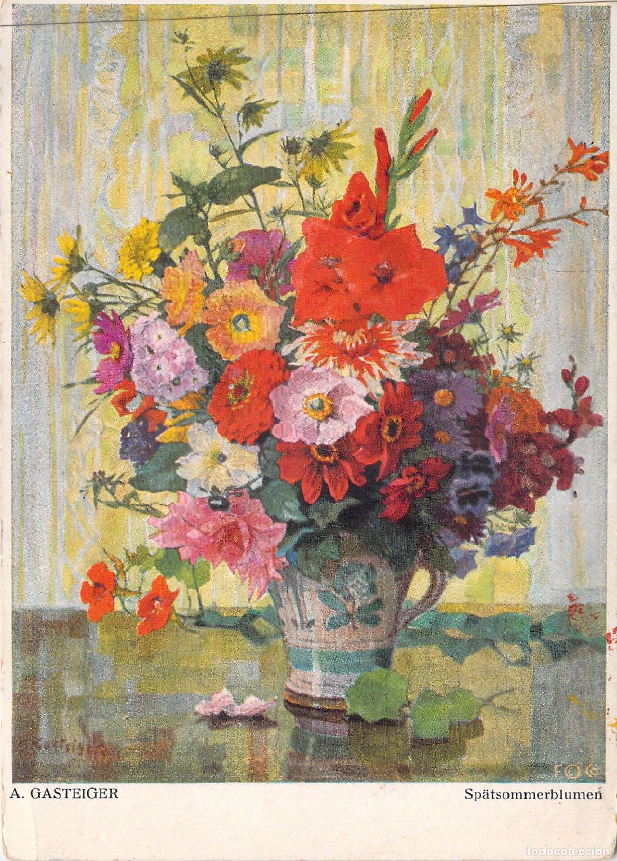 Postales: Postal de Arte Bodeg&oacute;n de Flores de Verano por A. Gasteiger