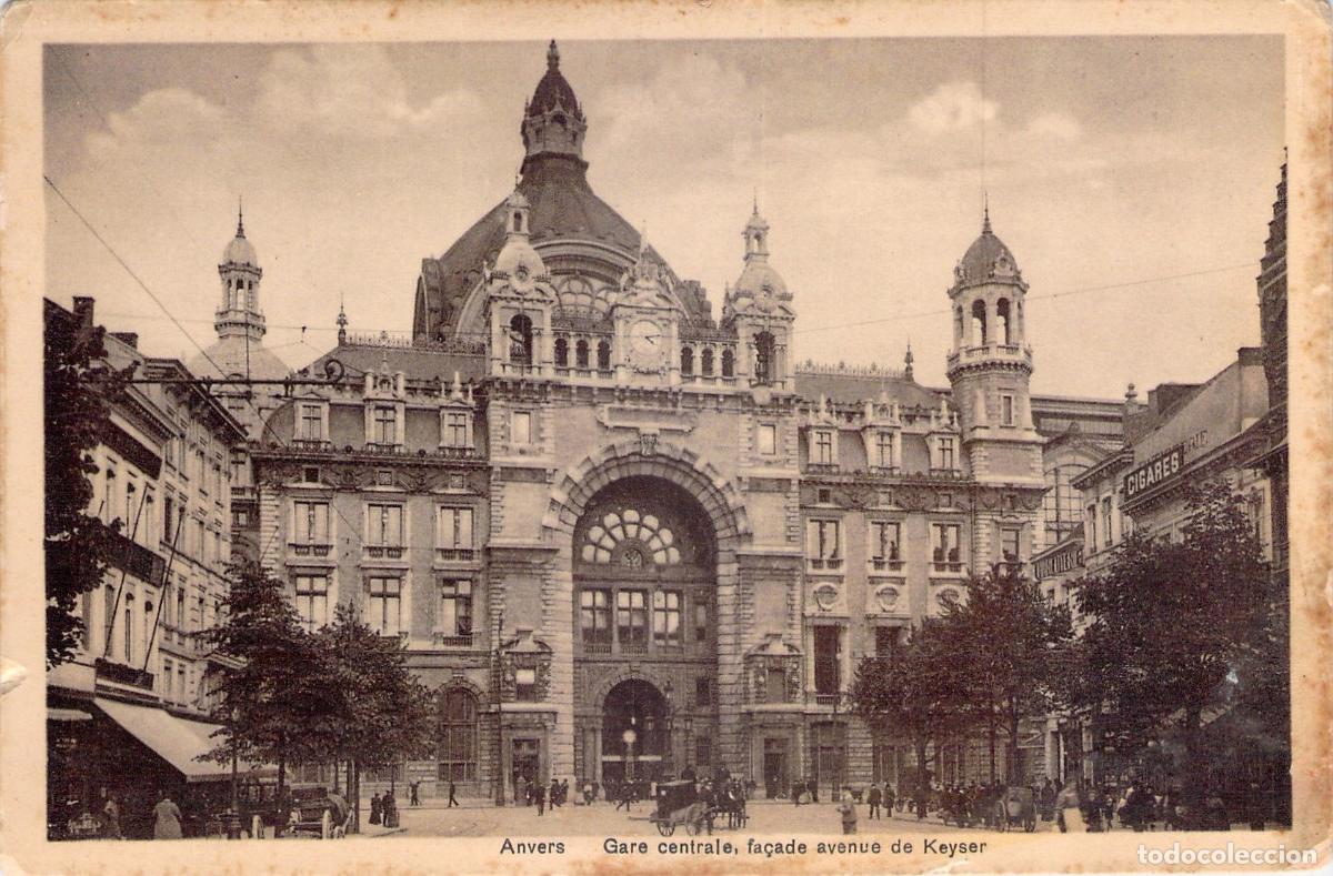 Postales: Postal de la Estaci&oacute;n Central de Amberes, Fachada Avenida de Keyser
