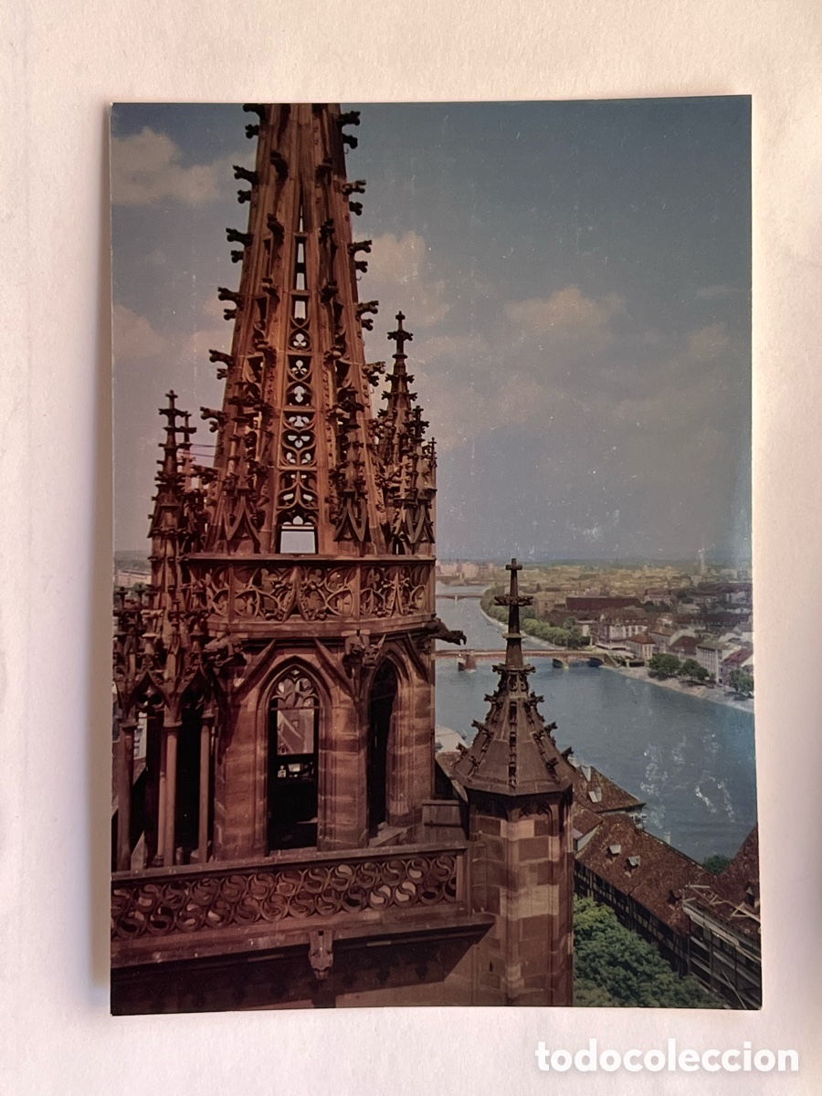 Postales: BASILEA (Suiza) Vista a&eacute;rea del Rin desde la torre de la Catedral de Basilea. Fotograf&iacute;a: R. Zubler