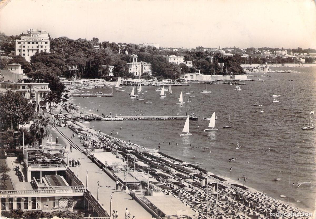 Postales: Postal de Juan-les-Pins, Costa Azul: Playas y Hotel Proven&ccedil;al