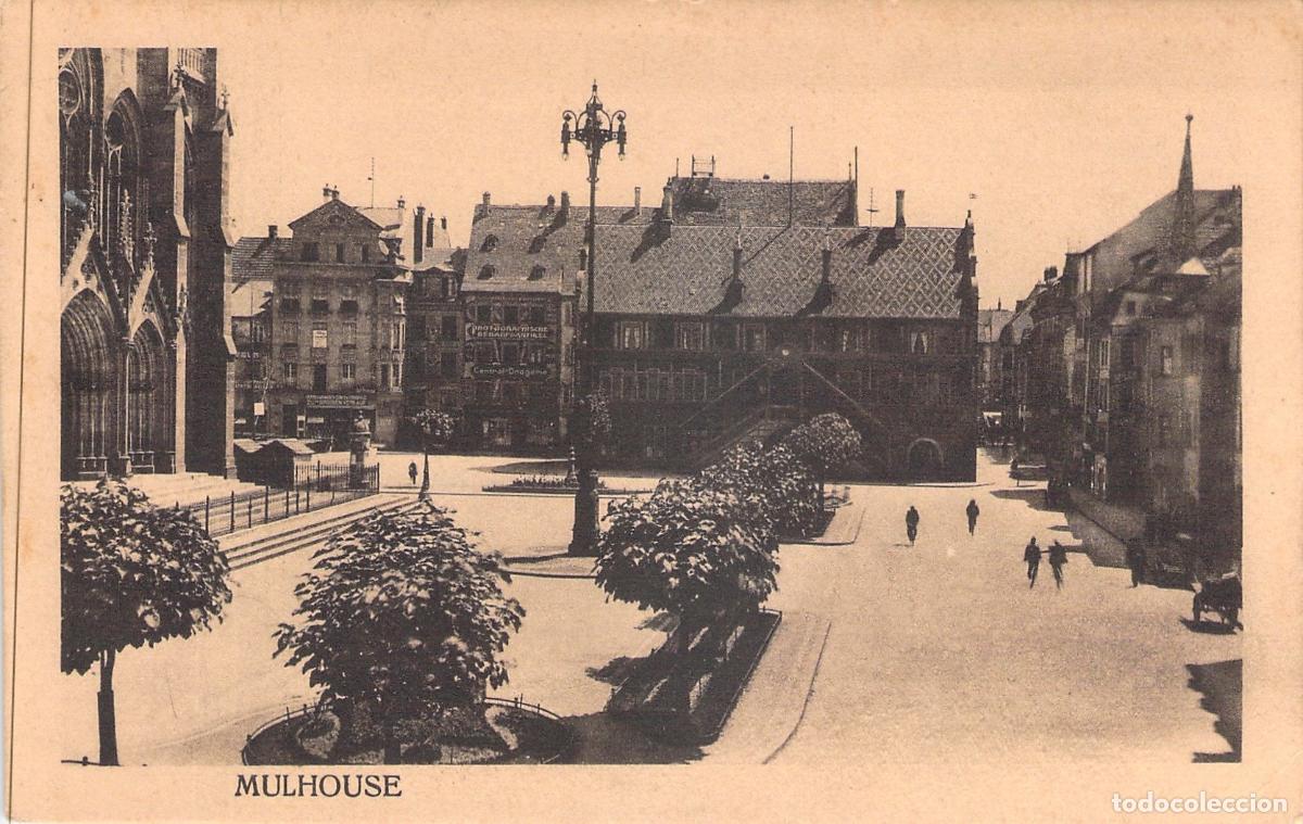 Postales: Postal de Mulhouse, Francia - Plaza del Ayuntamiento y Arquitectura