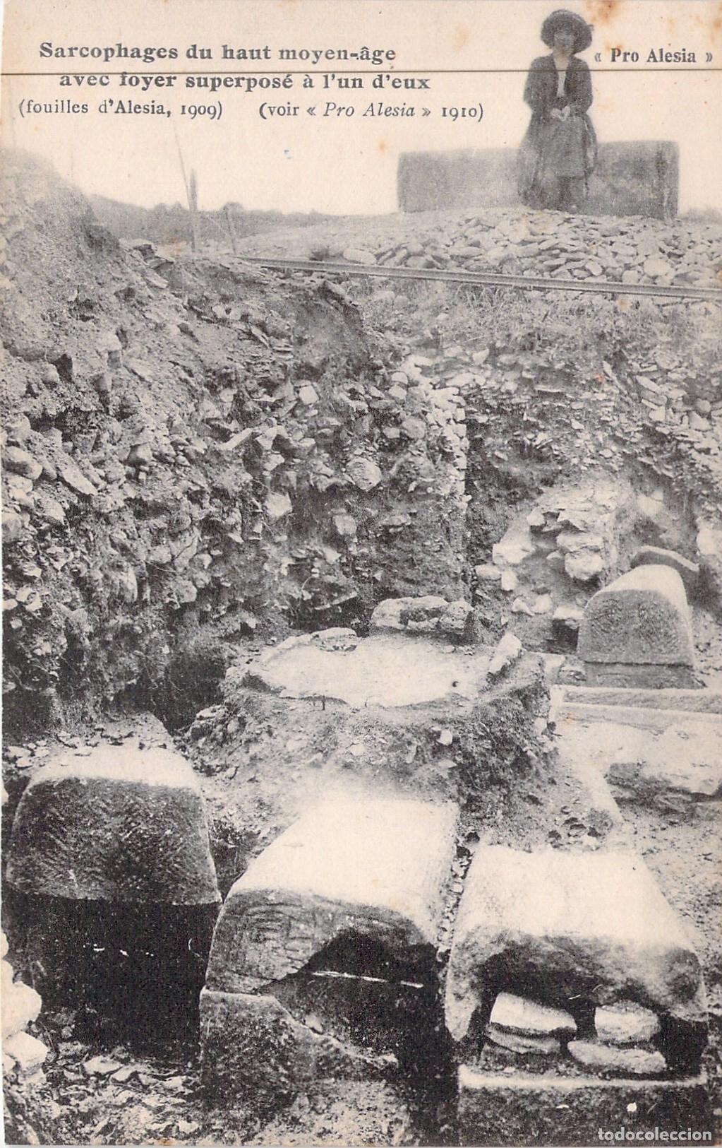 Cartes Postales: Postal de Excavaciones Arqueol&oacute;gicas en Alesia, Sarc&oacute;fagos Medievales