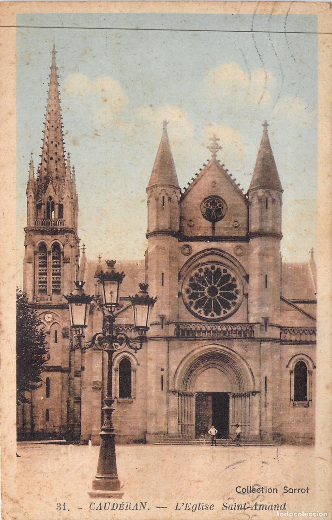 Postkarten: Postal de la Iglesia Saint-Amand en Caud&eacute;ran, Francia