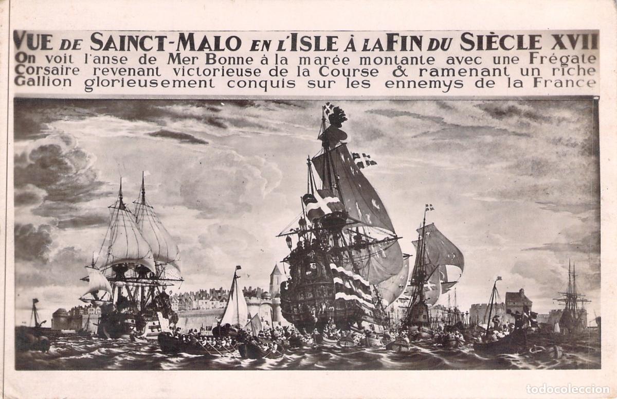 Postales: Postal Saint-Malo Reproducci&oacute;n Pintura Gustave Alaux Corsarios