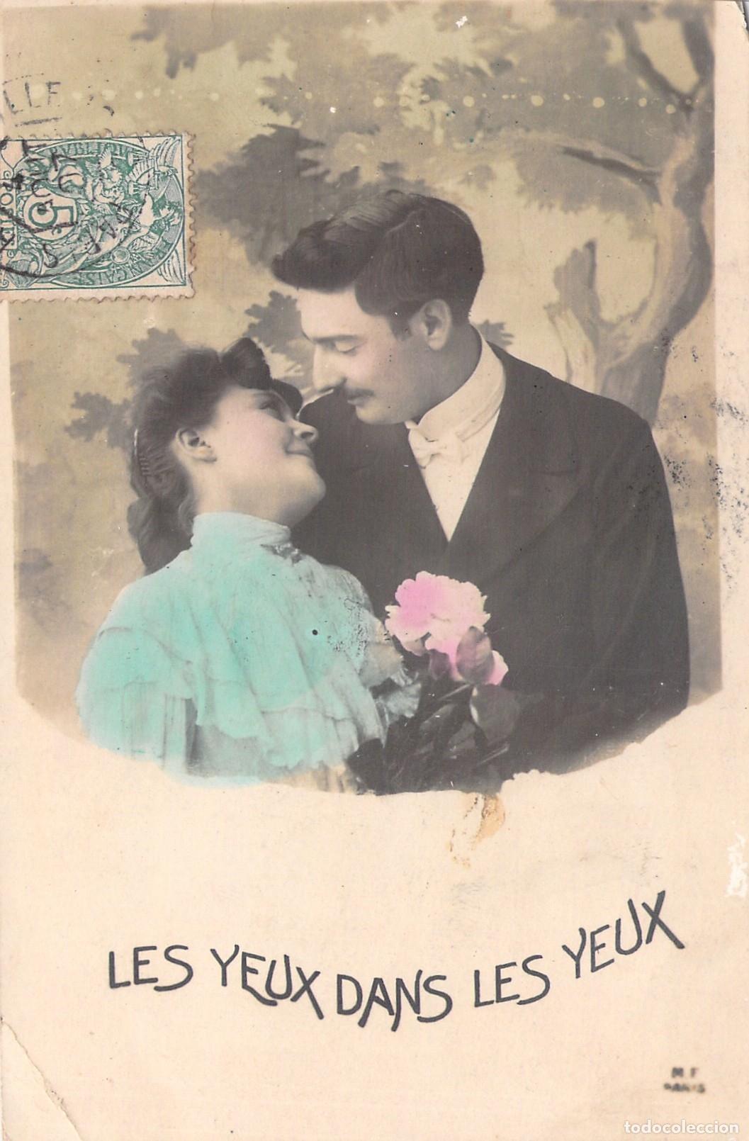 Postales: Postal Rom&aacute;ntica Francesa Les Yeux dans les Yeux Pareja Antigua