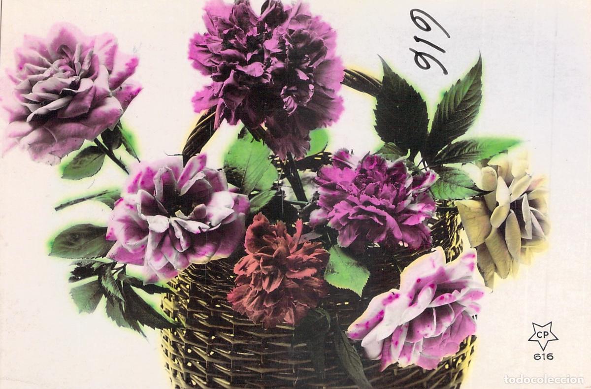 Postcards: Postal de Cesta con Flores Variadas Hecha en Francia