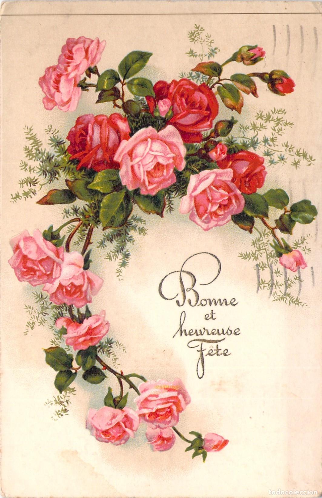 Cartoline: Postal de Felicitaci&oacute;n con Ilustraci&oacute;n de Rosas Saint-Etienne