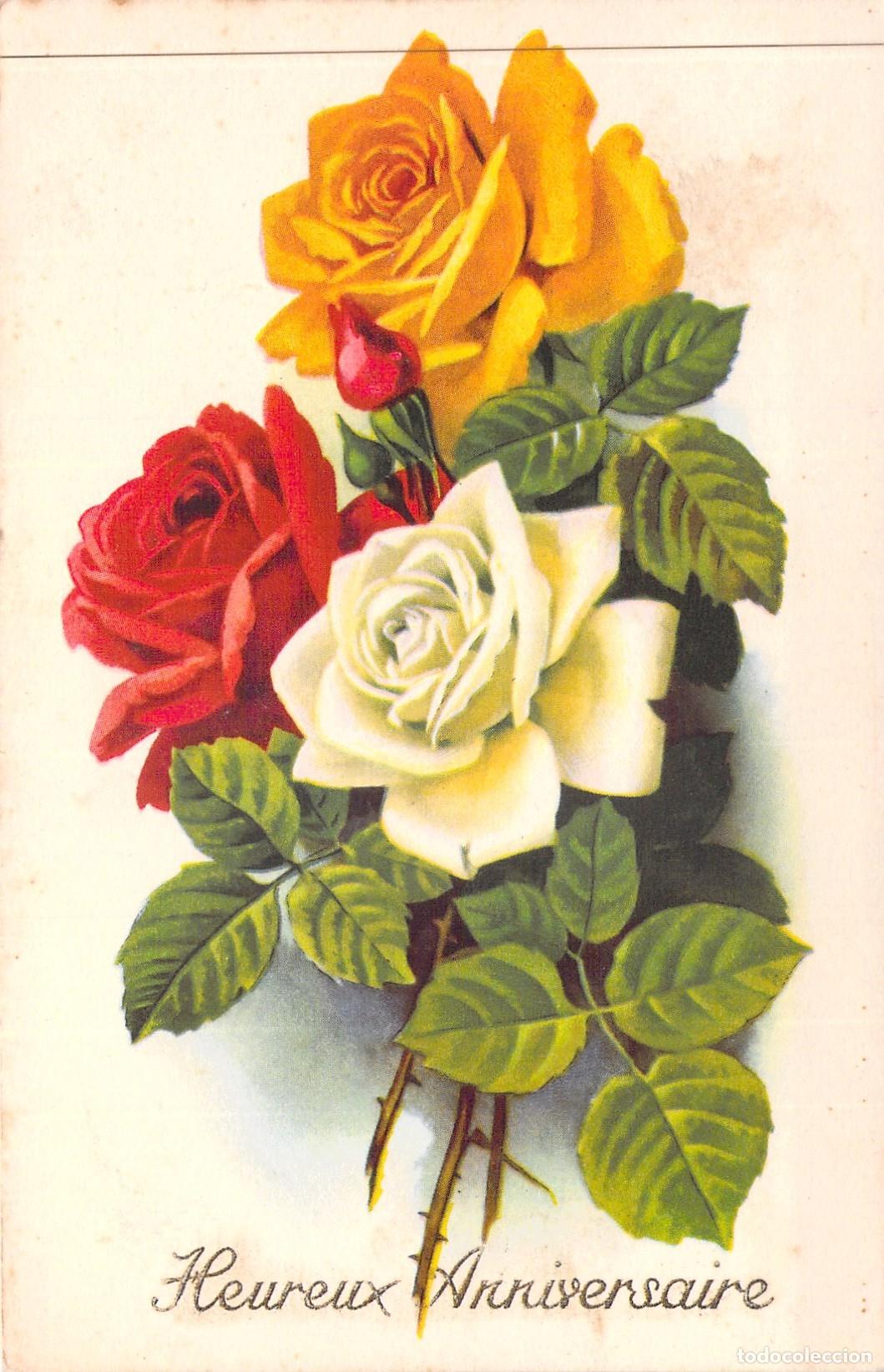 Postales: Postal de Felicitaci&oacute;n con Ramo de Rosas Multicolores