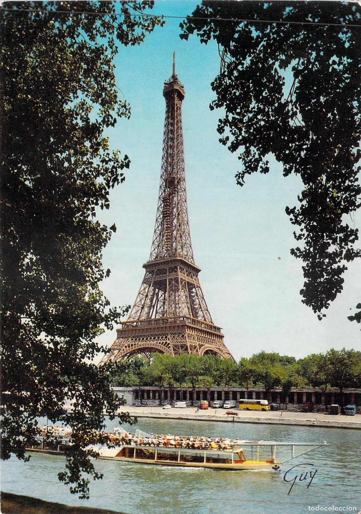 Postales: Postal de la Torre Eiffel y el R&iacute;o Sena en Par&iacute;s