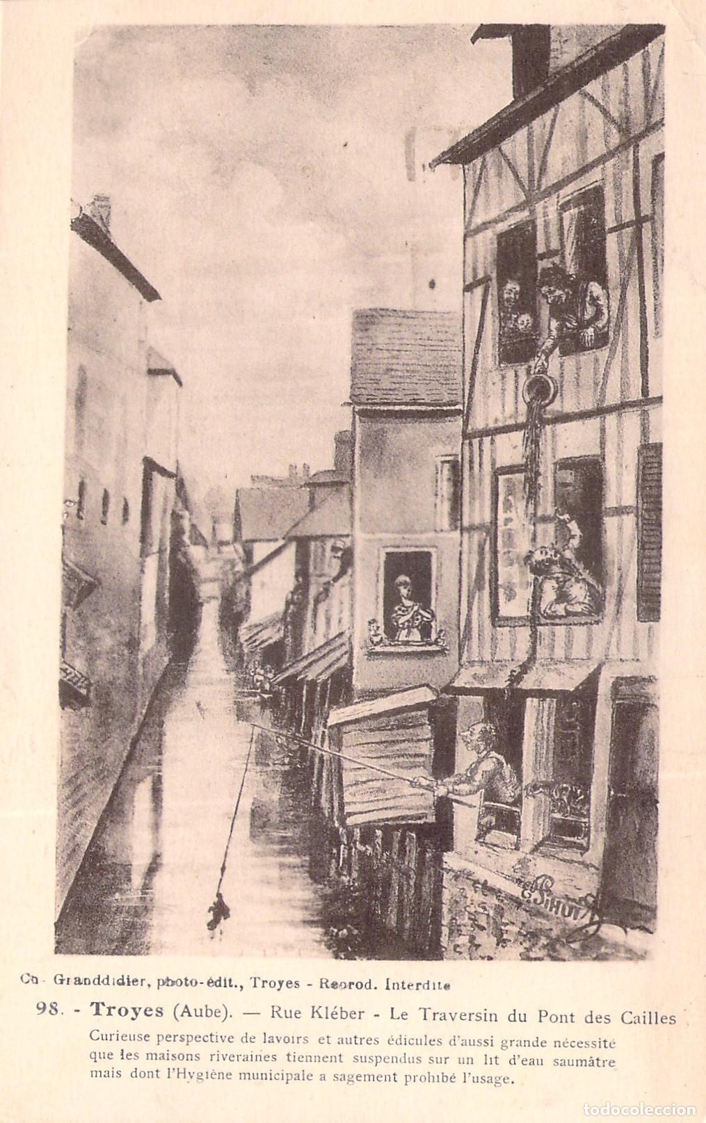 Postcards: Postal de Troyes, Rue Kl&eacute;ber y Pont des Cailles, Francia