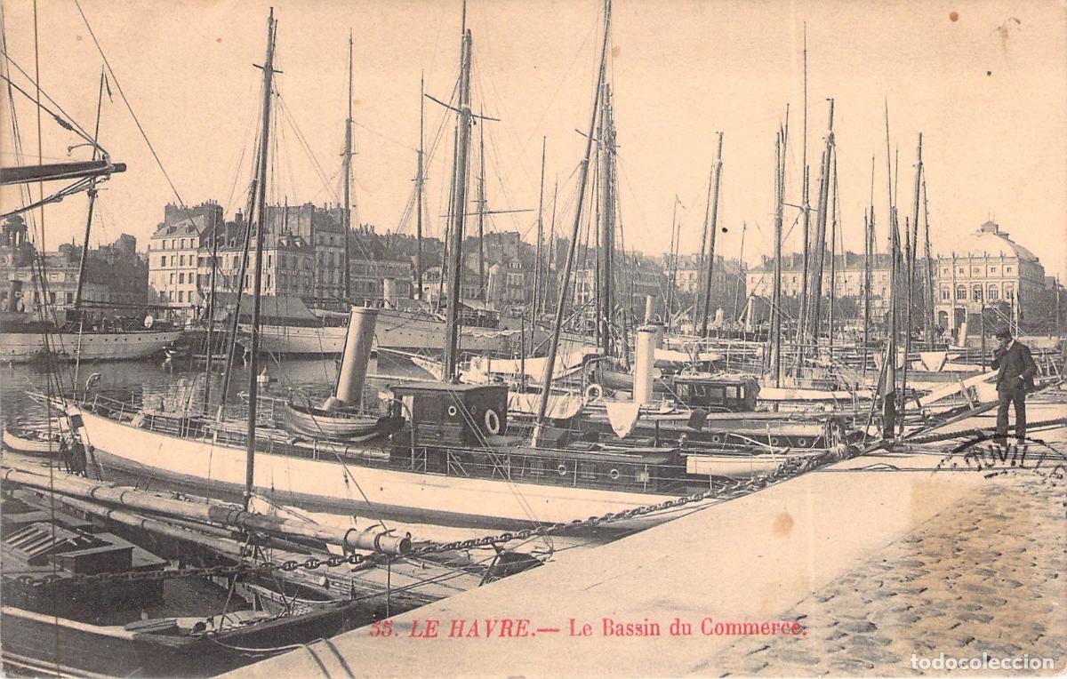 Cartes Postales: Postal Le Havre, El Bassin du Commerce y Veleros en el Puerto