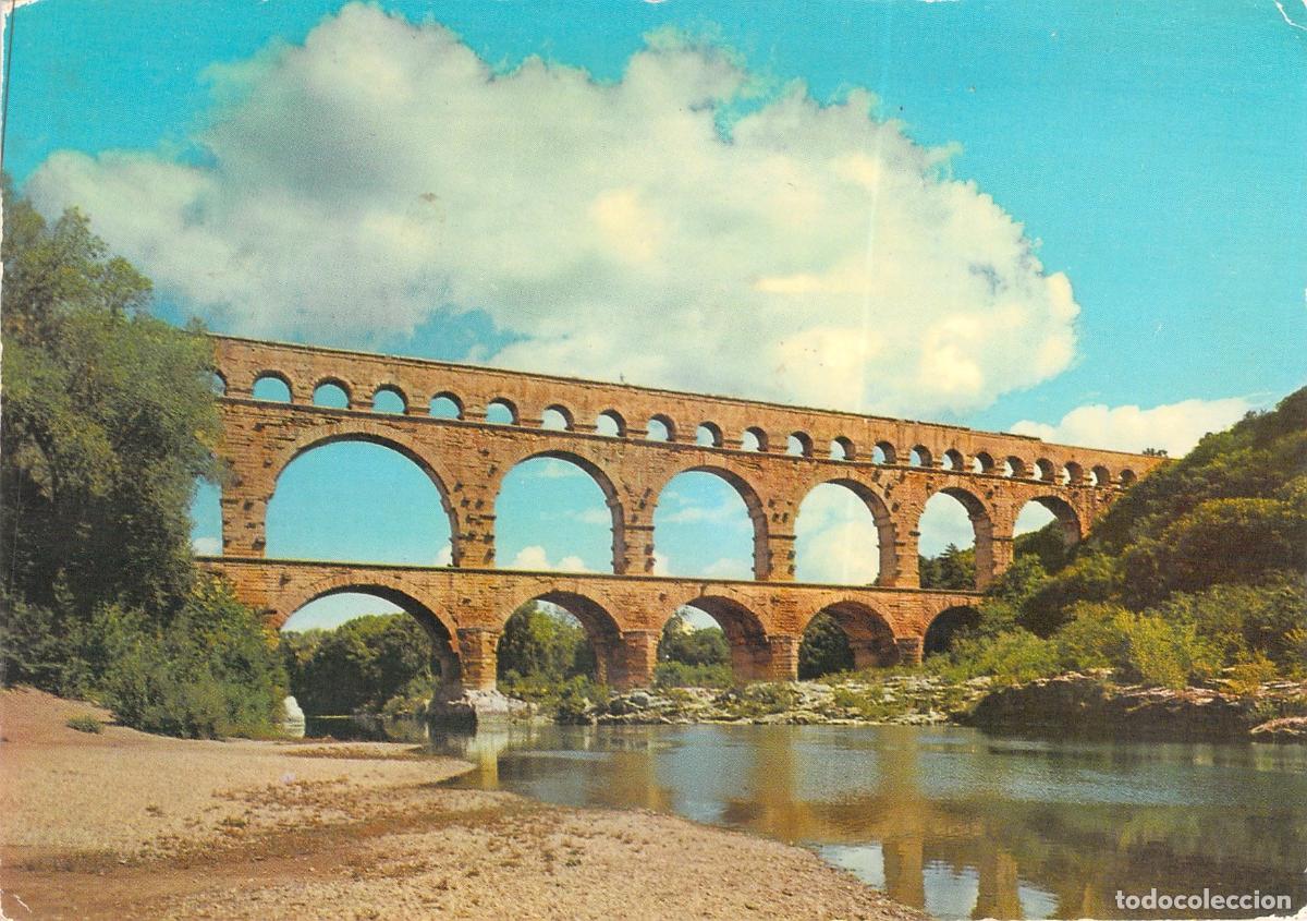 Postcards: Postal de Francia: Acueducto Romano Pont du Gard sobre el r&iacute;o