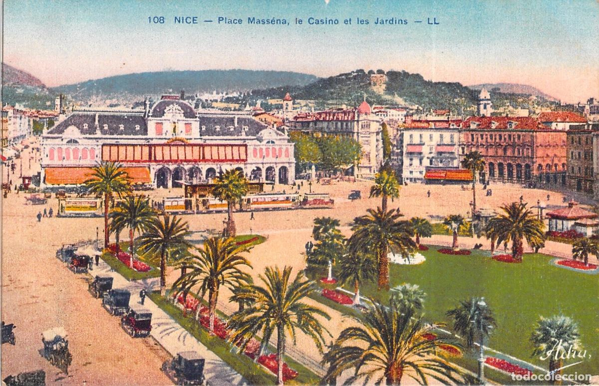 Postcards: Postal de Niza: Place Mass&eacute;na, el Casino y los Jardines