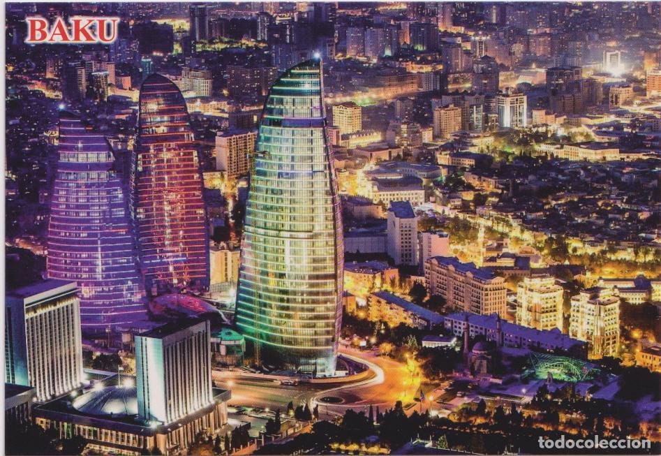 Postales: BAK&Uacute; (AZERBAIY&Aacute;N) LAS TORRES DE FUEGO, VISI&Oacute;N NOCTURNA &ndash; EDITOR SOHBET MAMMADOV &ndash; S/C