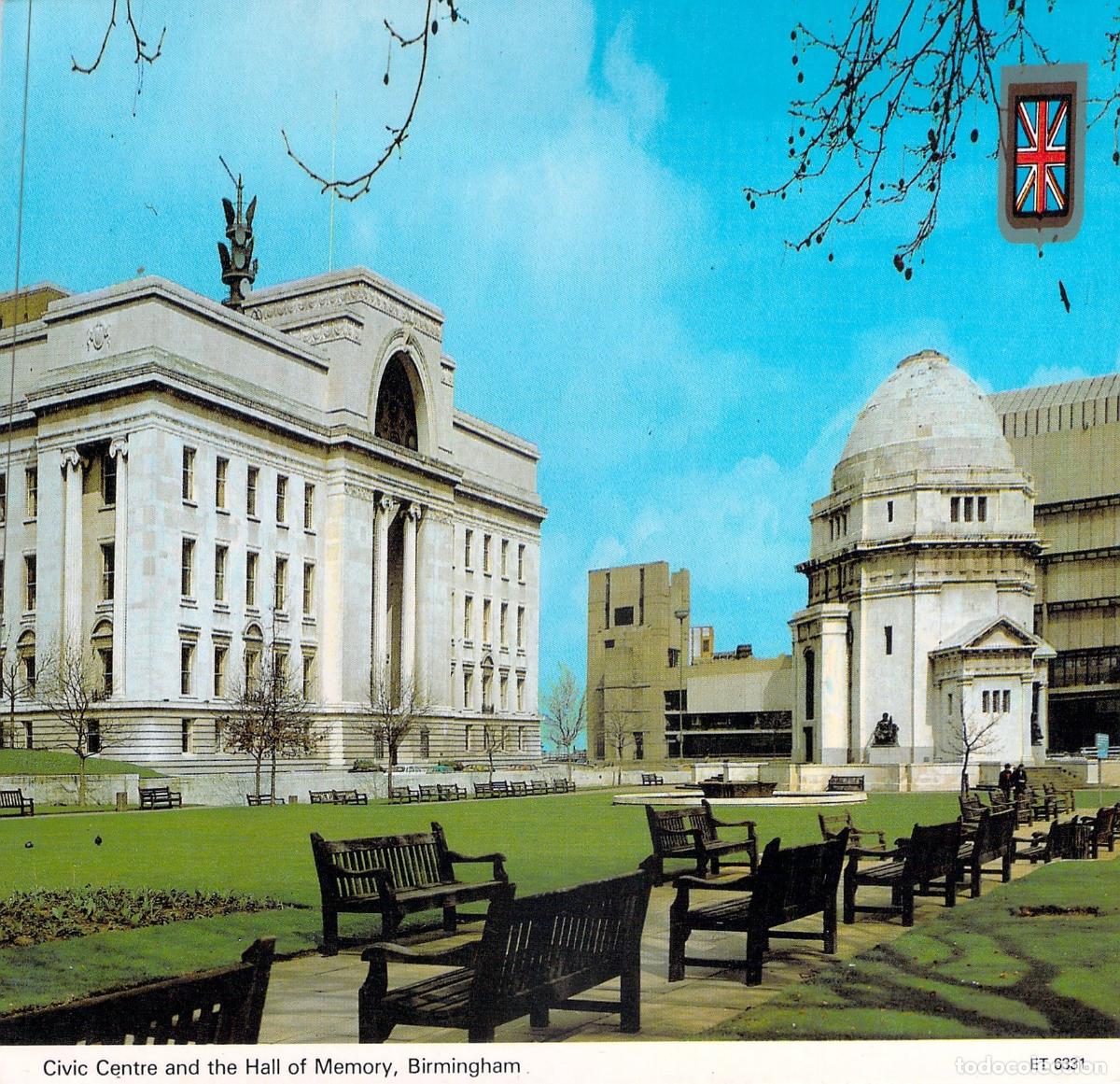 Postales: Postal de Birmingham, Civic Centre y Hall of Memory, Inglaterra