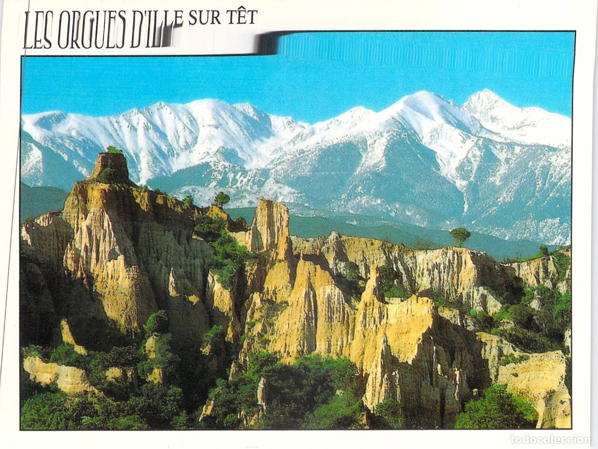 Postales: Postal de Les Orgues d'Ille-sur-T&ecirc;t y el Monte Canig&oacute;, Francia
