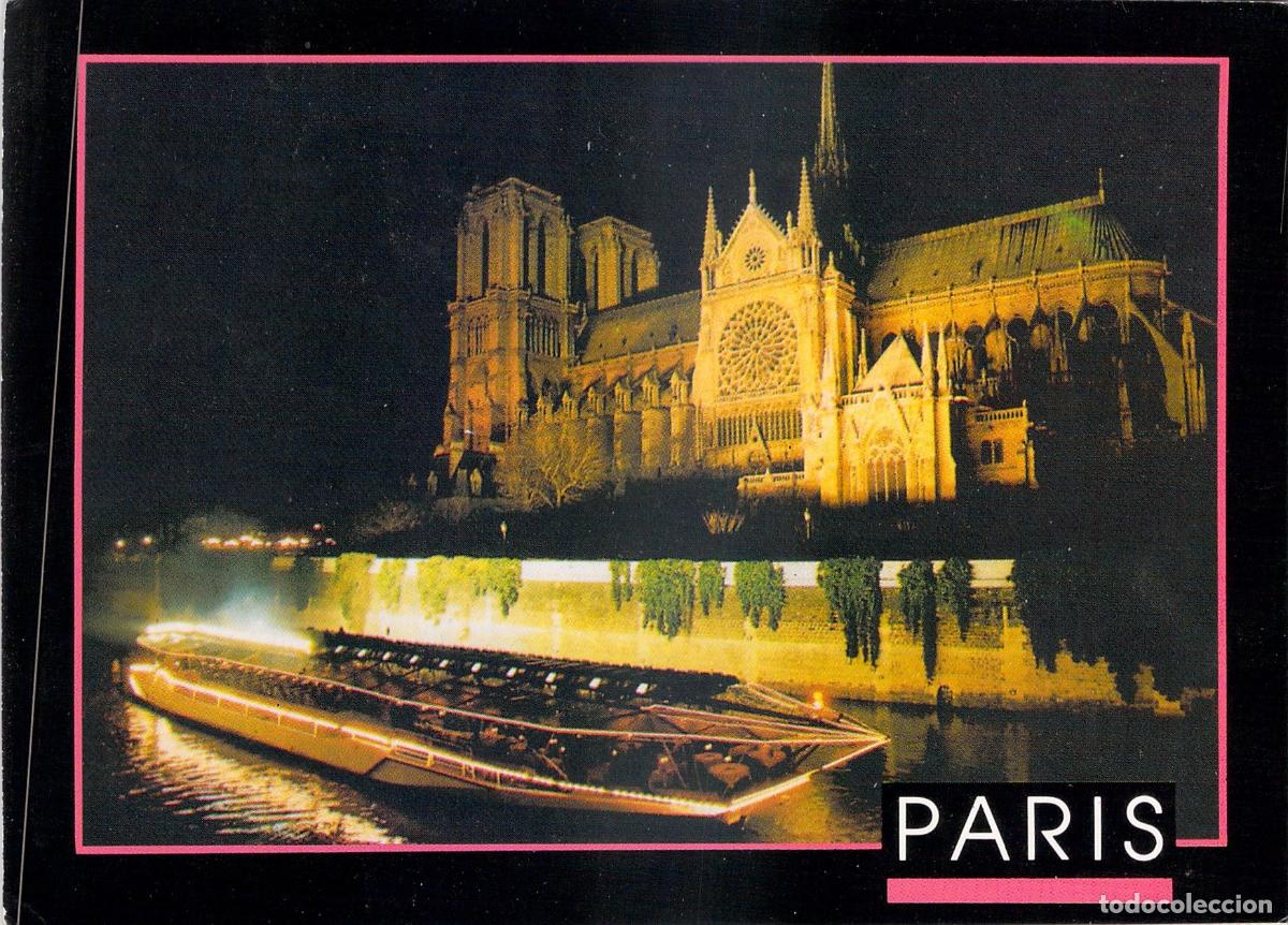 Postales: Postal de Par&iacute;s: Catedral de Notre-Dame Iluminada de Noche