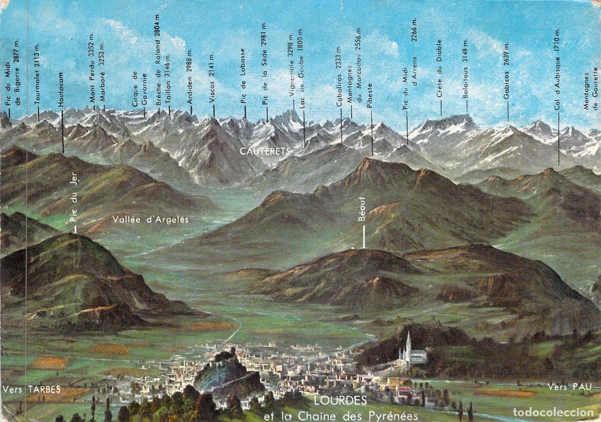 Postales: Postal Panor&aacute;mica de Lourdes y la Cadena de los Pirineos