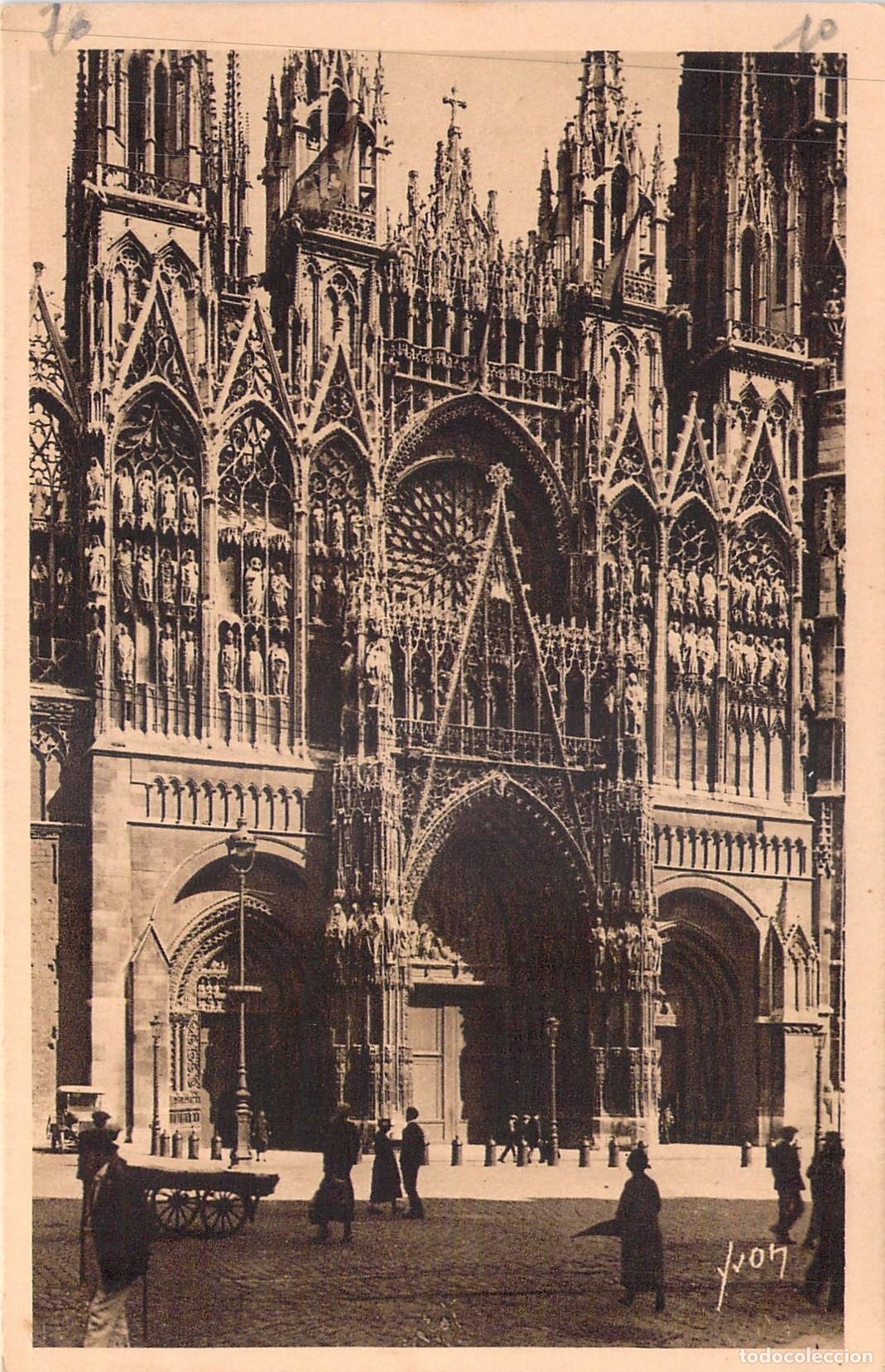 Postales: Postal de la Fachada de la Catedral de Rouen, Francia