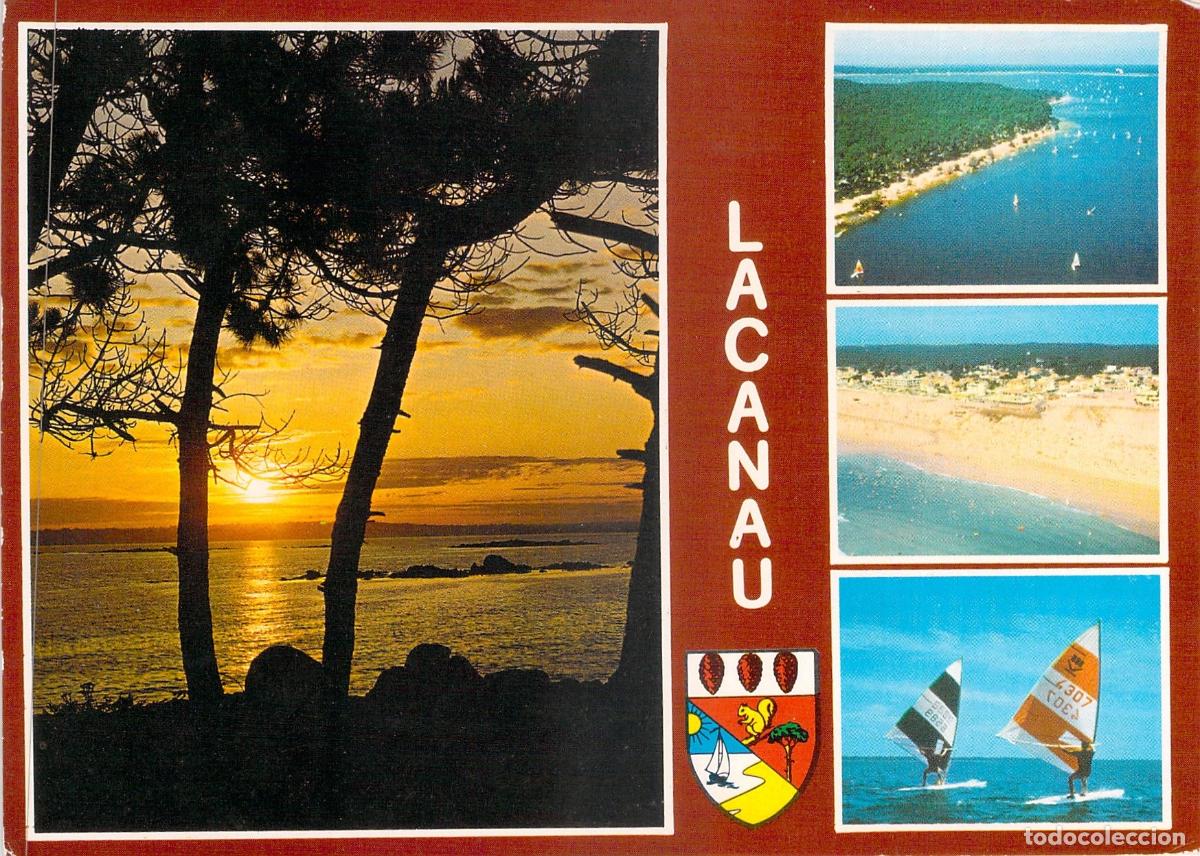 Postales: Postal Multivista de Lacanau Gironde Atardecer y Windsurf